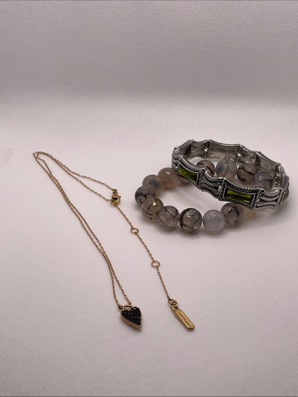 Stella&Dot Necklace and LiaSophia Bracelet Set with Green-Accent
